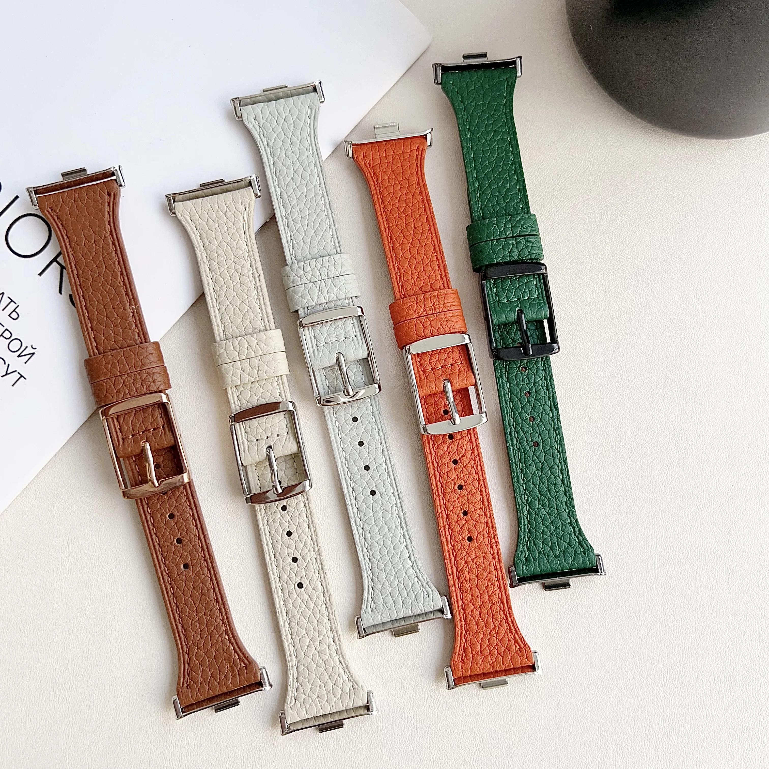 Lederband quadratischer Schnallen riemen für Redmi Watch4 für Xiaomi Band8 Pro