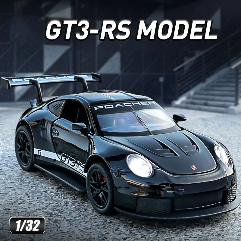 1:32 Porsche 911 GT3 RS Alloy Toy Car Model Children Miniature Racing Car Pull Back Sound&Light Diecast Metal Collection Gift 