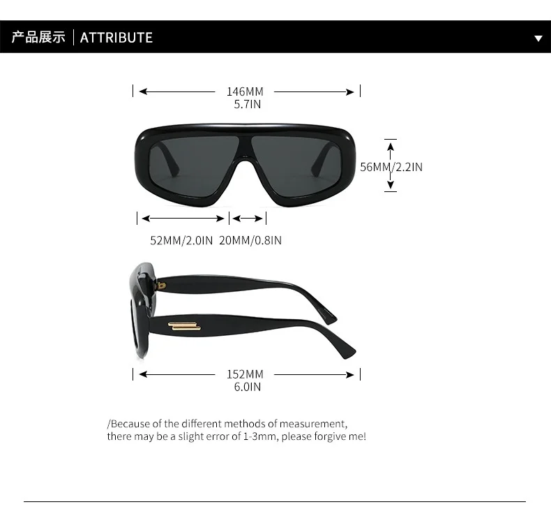 Vintage One-Piece Quadratische Sonnenbrille für Damen Neue Mode Schwarze Verlaufsgläser Übergroße Sonnenbrille für Herren Retro Gestreifte Fahrbrille – Detail 11