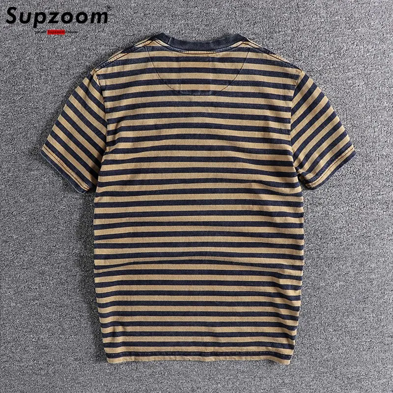 Supzoom New Arrival Trendy Street Short Sleeve Popular Logo Male Summer Leisure Cotton Casual O-neck Striped T Shirt Men