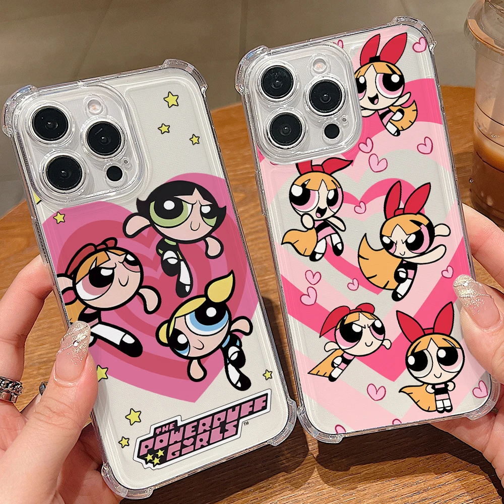 Girl Powerpuffs Phone Case For Samsung Galaxy S26 S25 S24 S23 S22 S21 S20 Edge FE Ultra Plus 4G 5G Anti Fall Clear TPU Cover