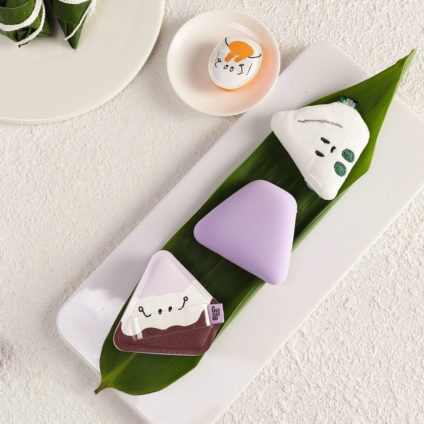 GUOXIAONIU 3PCs Cute Zongzi Makeup Blender Puffs Foundation Powder Wet Dry Dual Use Sponge Soft Thick Cosmetics Applicator Tool