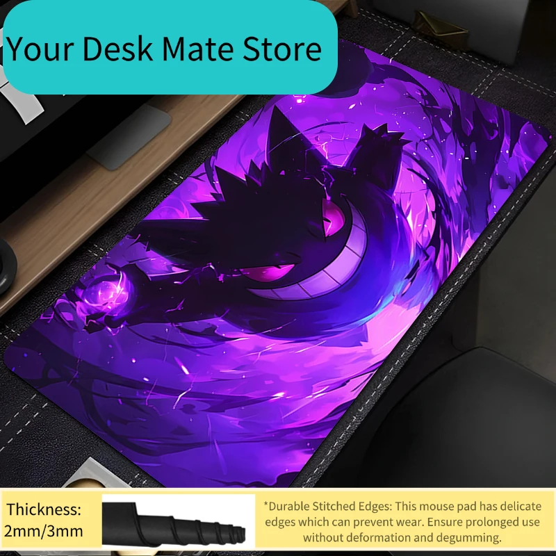 

Large Mouse Pad Office Computer Desk Mat Table Keyboard Pad Lock Edge Laptop Carpet Accessories Gaming P-Pokemon Gengar Mousepad