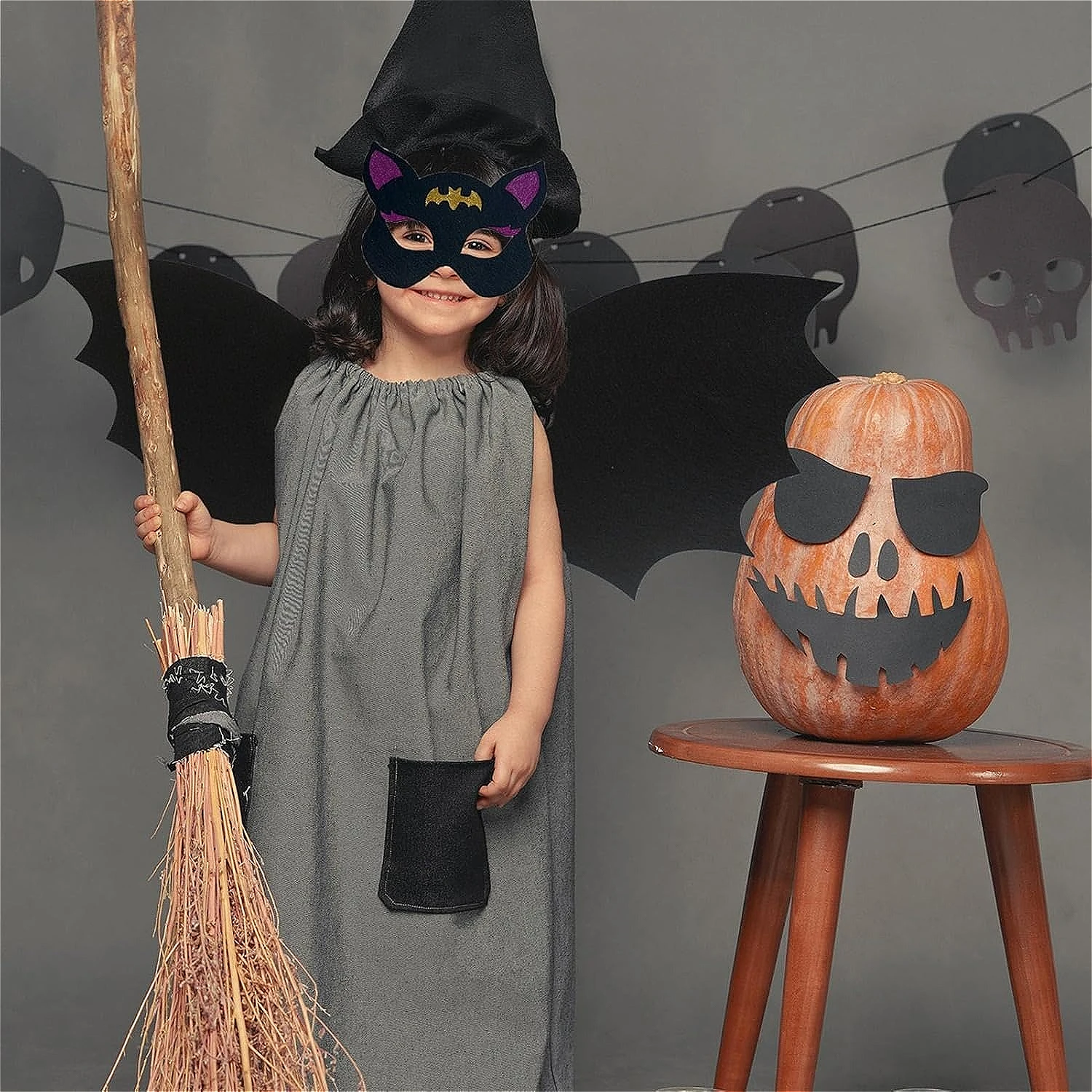 Halloween Batwing dolcetto o scherzetto Costume da pipistrello per bambini e adolescenti Batwing decorativo per feste di Halloween con copertura per il viso gioco di imitazione