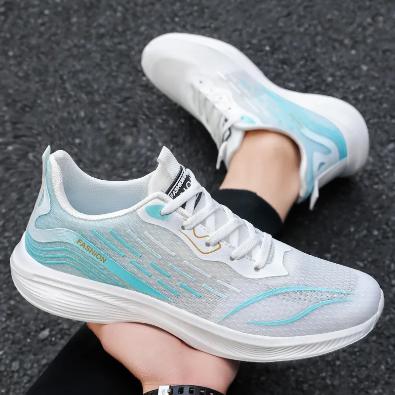Gradient Athletic Sneakers For Men Flexible Shock Absorb Midsole Anti Slip Outsole Street Walking Workout Daily Casual Footwear