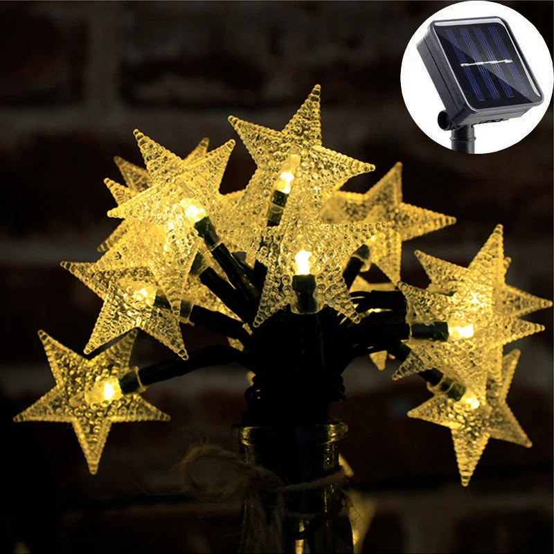 

Solar Star LED String Lights Outdoor 8 Lighting Modes Fairy Garland for Garden Patio Wedding Party Holiday Home Tree Decoration