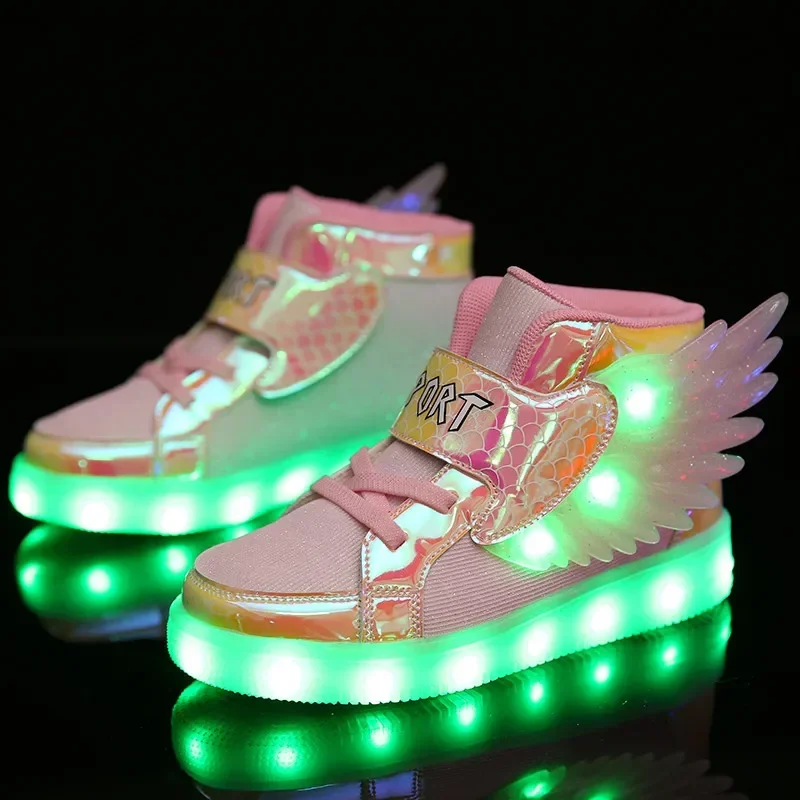 Size 27-37 USB Charger Glowing Sneakers Children Led Casual Shoes Boys Led Slippers Luminous Sneakers Girls Breathable Shoes