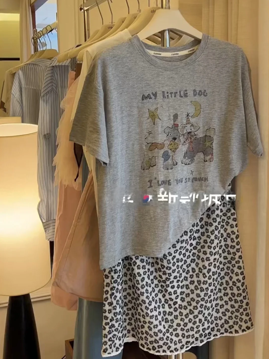 

Loose Fit Short Sleeve Grey T-Shirt Women's Summer New Style Casual Print Fashion Slimming Age-Defying Versatile Top