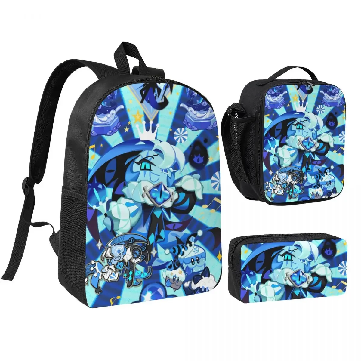 Shadow Milk Cookie Run Kingdom Backpack Student BookBag School Bag Computer Shoulder Bags 3ps Insulated Lunch Bag Pencil Case