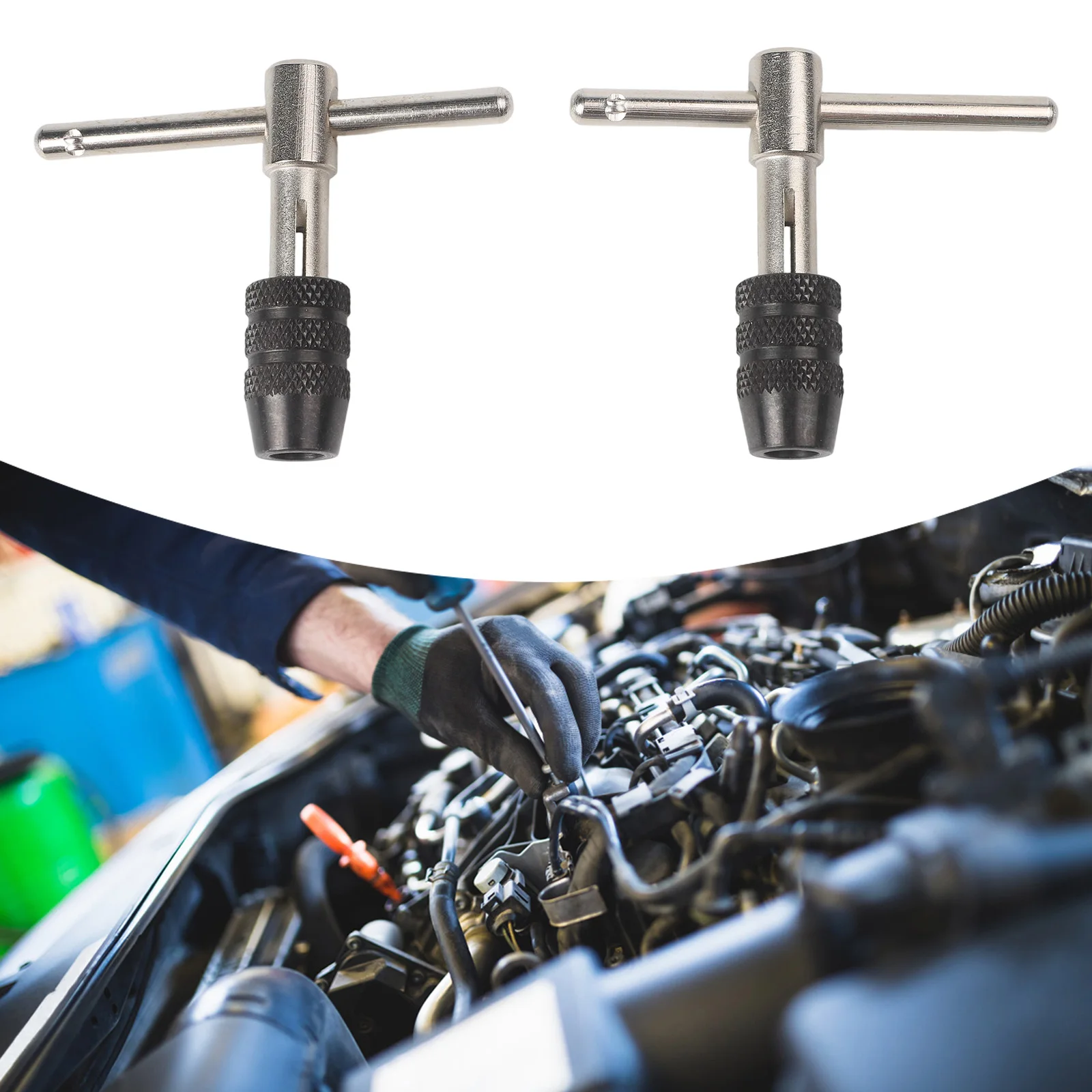 

Adjustable T-Handle Ratchet Tap Holder Wrench Machine Screw Thread Maintenance Wrench Auto Accessories