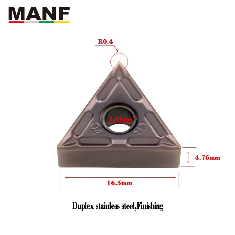 MANF-cortador de torno, inserto de carburo TNMG 160404 TNMG 160408 para herramientas de torno de Metal de carburo de triángulo de acero inoxidable