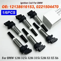 1/6PCS 12138616153 12137594596 Ignition Coil Ignition System 0221504470 For BMW E60 E61 F10 F11 E39 F07 520I 523I 525I 528I