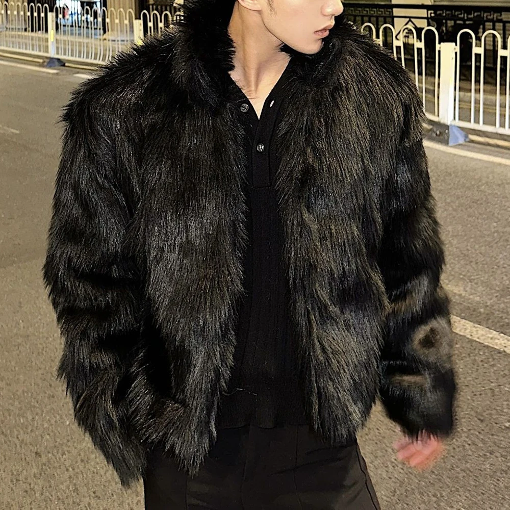 New Fashion Trend Solid Color Versatile Autumn And Winter Imitation Fur Coat Men\'S Street Thick Warm Wool Coat Mens Clothing