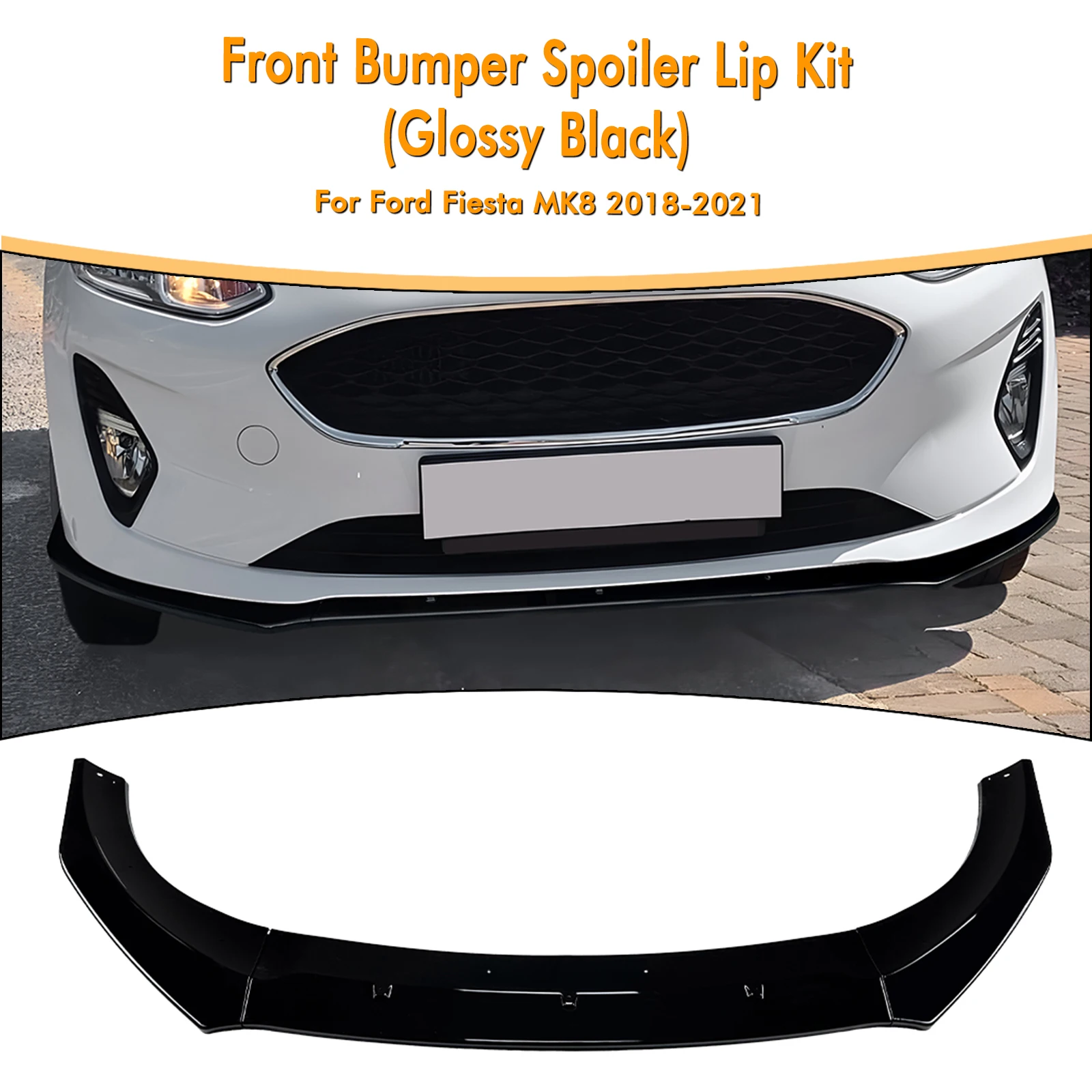 

Передний бампер автомобиля, спойлер, нижняя часть подбородка, лезвие разветвителя для Ford Fiesta MK8 2018 2019 2020 2021, базовая версия