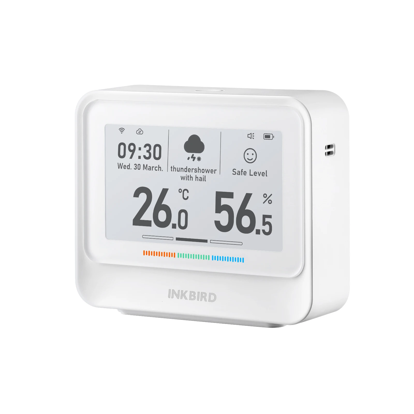 INKBIRD IBS-TH5-WIFI 8-in-1 Indoor Temperature and Humidity Monitor Home Weather Station with 3.71 Inches Electronic Ink Display