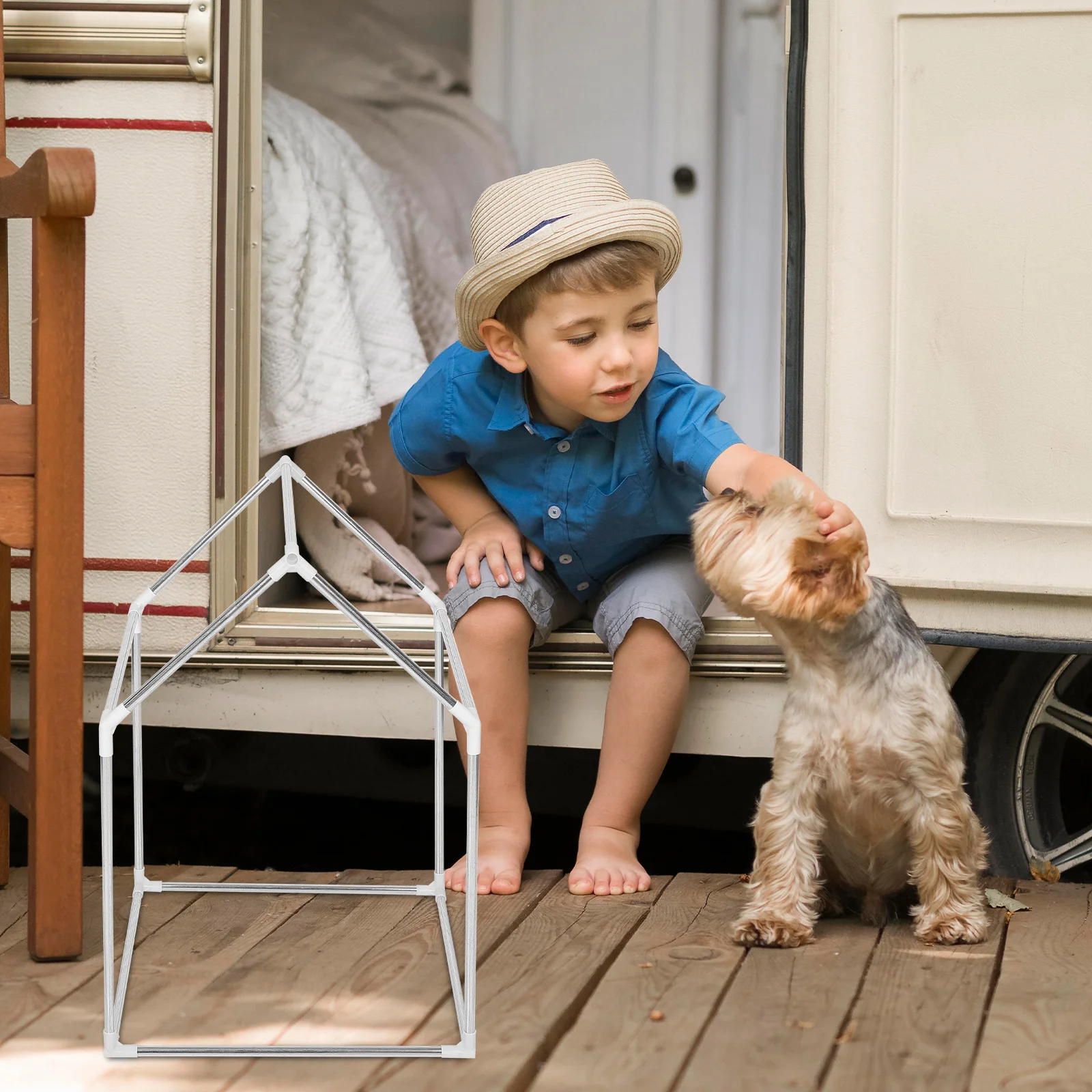 مجموعة واحدة من إطار خيمة اللعب للأطفال يمكنك صنعه بنفسك، هيكل منزلي معدني، مجموعة أدوات تجميع سهلة، إطار مسرح للأطفال، داخلي وخارجي