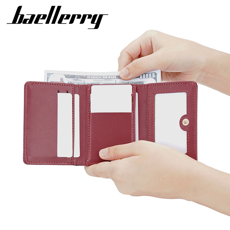 Baellerry New Short Women Wallet Coin Pocket Crocodile Pattern Female Purse Photo Holder Wallet For Girls Hasp Card Holder