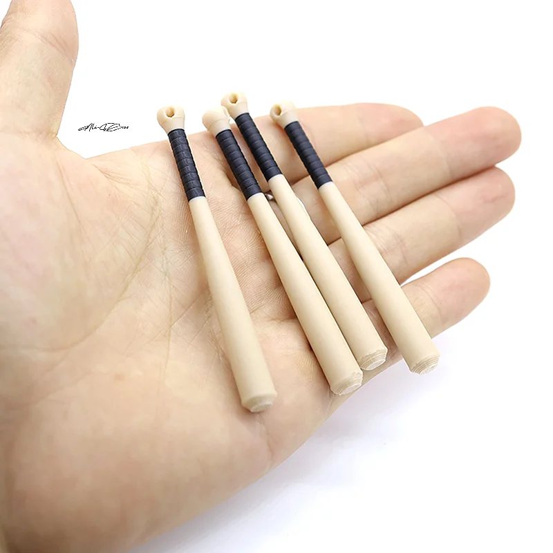 2 Stuks 1/12 Schaal Mini Honkbalknuppel Modellen voor Poppenhuis Sport Scène Simulatie Micro Bouw Props Speelgoed