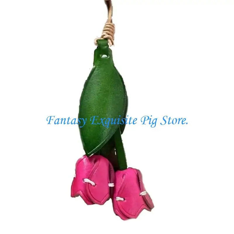 

HXBF Portable Leather Flower Bag Hanging Ornament Key Charm For Car Interior And More