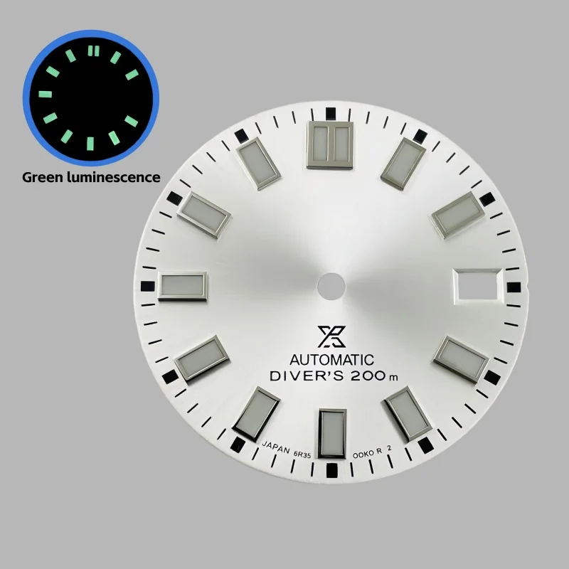 Dial NH35/NH36 baru 28.5mm, logo S, kalender tunggal, bercahaya hijau, dial mekanis, aksesori modifikasi jam tangan