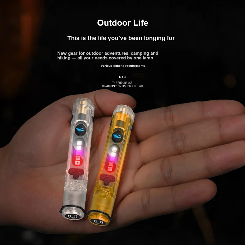 Mini Keychain Flashlight Portable Rechargeable Small Torch with Infrared Side Light Protective for Daily Lighting