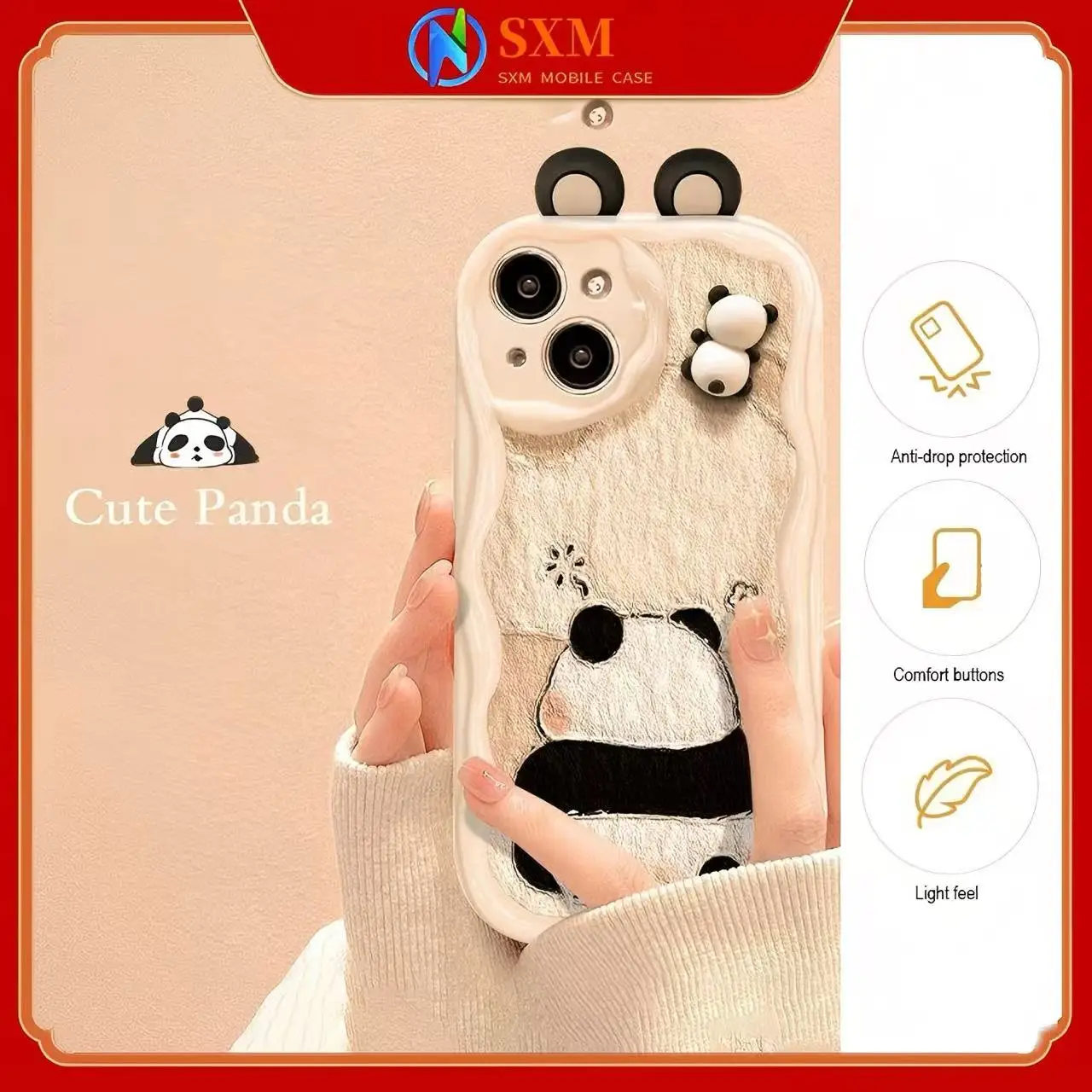 

Suitable for Apple mobile phone three-dimensional panda doll anti-drop mobile phone case