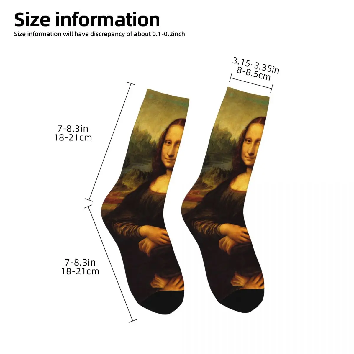 Casual Mona Lisa Basketball Socks Funny Summer Harajuku Aesthetic Ulzzang Grunge Middle Tube Socks for Women Men Breathable