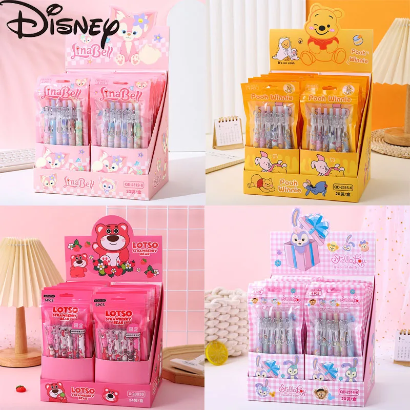 

Disney Gel Pen 6pcs Cartoon Stellalou Lotso Pooh Bear Quick Drying Neutral Pens Ball Point Pen Students School Office Stationery