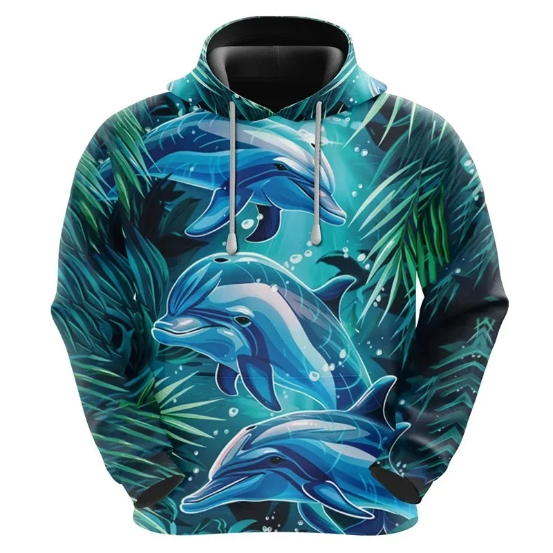 

2025 Fashion 3D Dolphin Ocean Animal Pattern Printed Men's Hoodie Sportswear Adult Hip Hop Street Wear Hoodie Women's