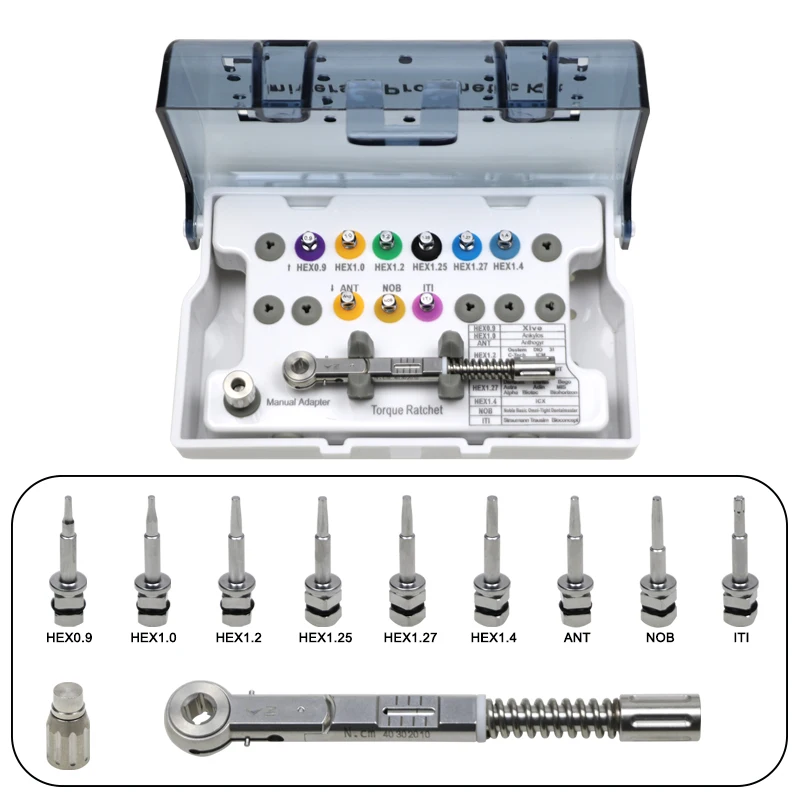 

GREATLH Dental Torque Wrench Tools Dental Implant Torque Wrench Screwdriver Prosthetic Kit Stainless Steel Material Dental Tools