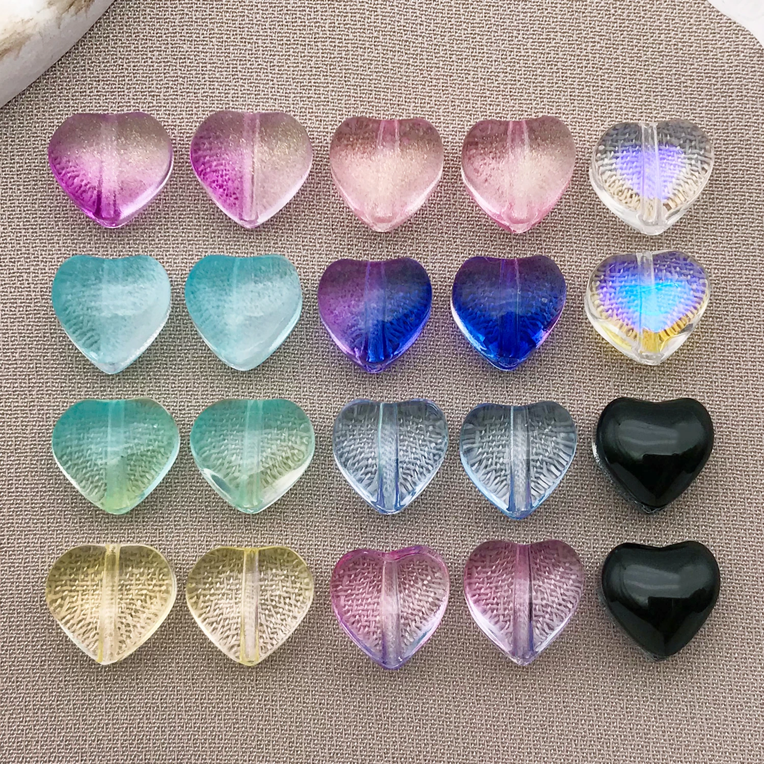 40/50pcs 8mm Glass Heart-shaped Pendant Transparent Perforated Spacer Beads Charms For DIY Handmade Jewelry Findings Accessories