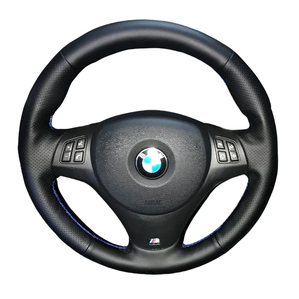 Car Steering Wheel Cover For BMW M Sport M3 E90 E91 E92 E93 E87 E81 E82 E88 X1 E84 Hand Stitched Leather Car Accessories