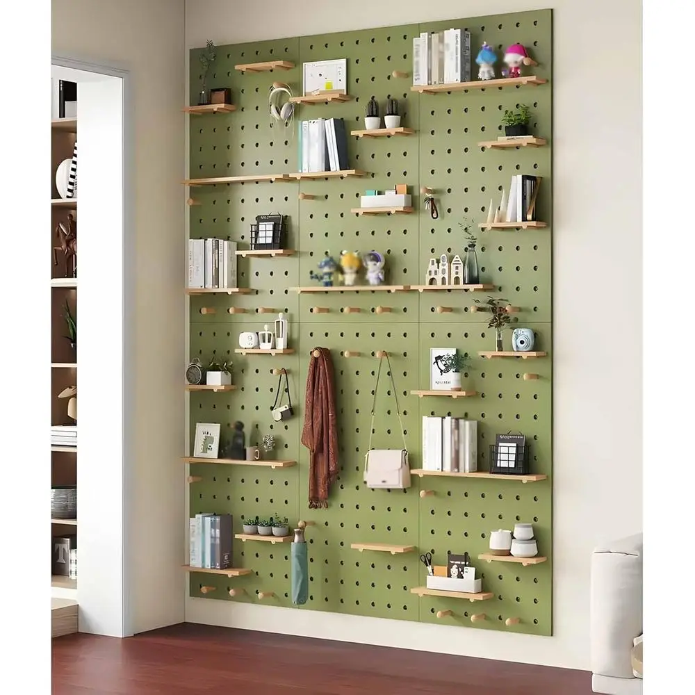 

Зеленая деревянная перфорированная панель толщиной 12 мм, 60x120 см, настенная, для демонстрации и хранения вещей дома или в гараже