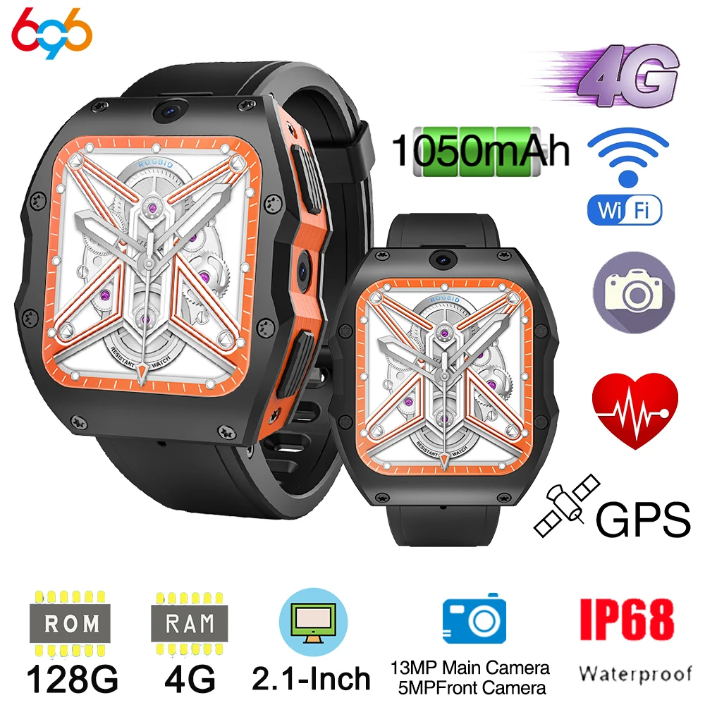 

4G LTE Android Smart Watch 5MP+13MP HD Camera Heart Rate WiFi GPS Smartwatch Men Women Fitness Tracker Waterproof Health 1050mAh