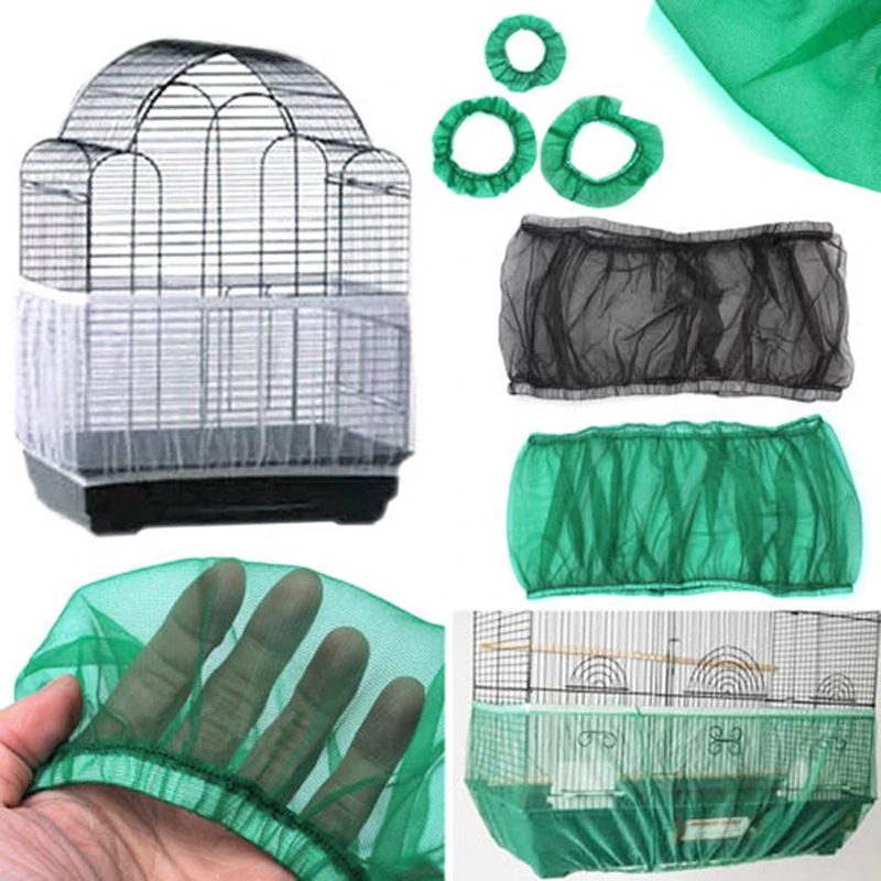 Protector de semillas para receptor, malla de nailon, cubierta para loros y pájaros, suave, fácil limpieza, tela aireada de nailon, cubierta para jaula de pájaros, protector receptor de semillas