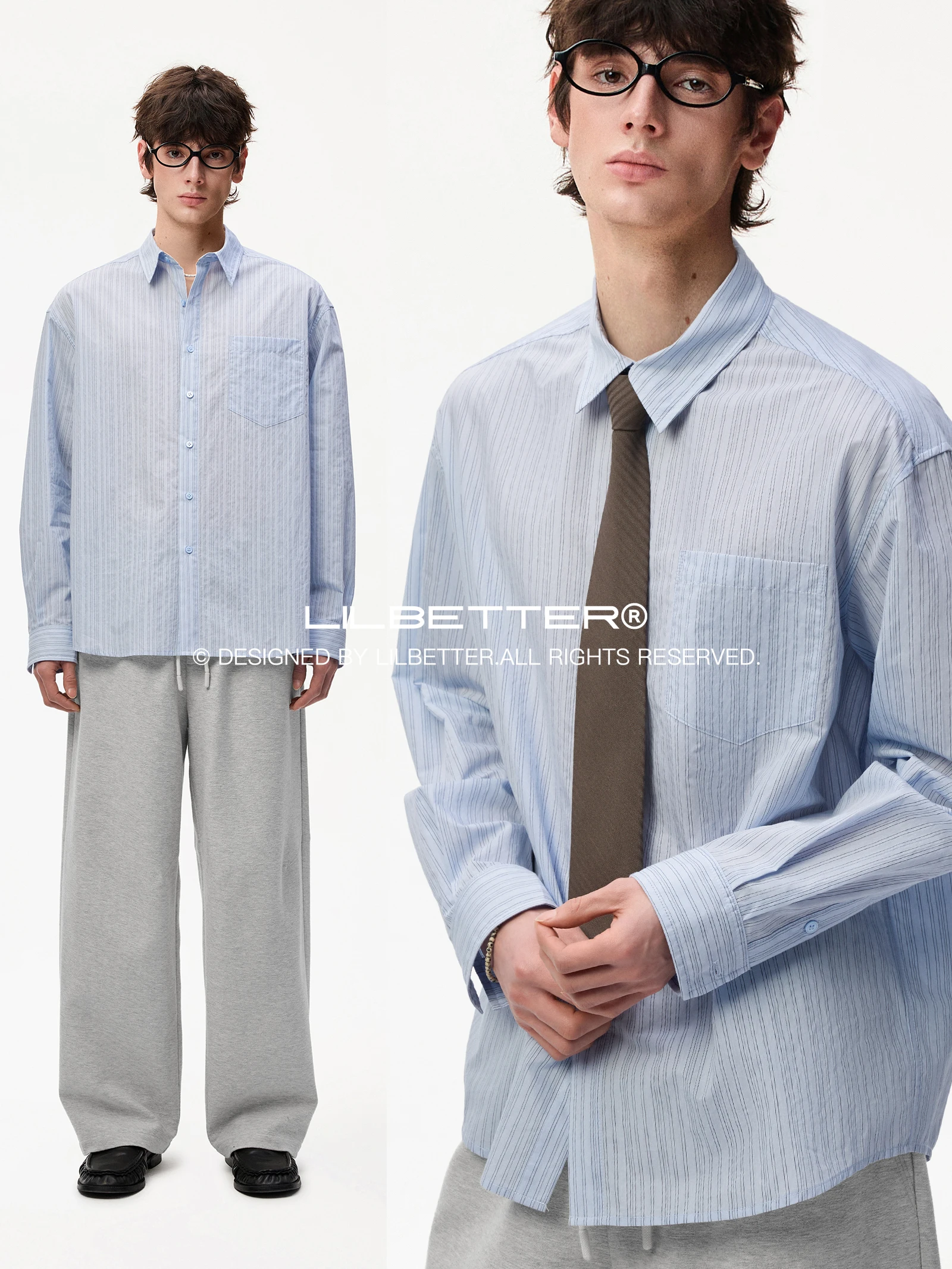 Lilbetter Men's Striped Shirt Color Woven Long Sleeve Fashionable Breathable Casual Style Spring Autumn Wear for Young Men