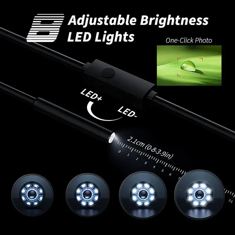 كاميرا المنظار الصناعي المحمولة 2MP OTG Android IOS متوافقة مع سلك صلب 1 متر IP67 لصيانة السيارات والاستخدام المنزلي #5