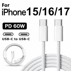 60W PD USB-C to USB-C Fast Charging Cable For iPhone 15 16 17 Pro Max Samsung A53 S24 Plus S25 Dual Type-C Quick Charge Cables