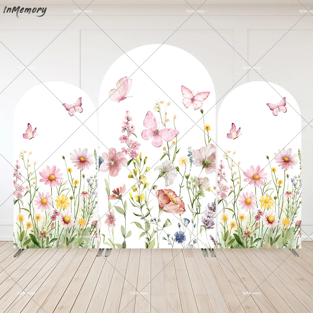 

Butterfly Flowers Bridal Wedding Party Decor Arch Wall Panels Cover Wildflower Baby Shower Arched Backdrops