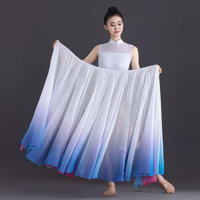 720 Degree Ballet Skirt Classical Dance Women Opening Dance Long Skirts Dancer Practice Gradient Fairy Modern Lace-up Skirt