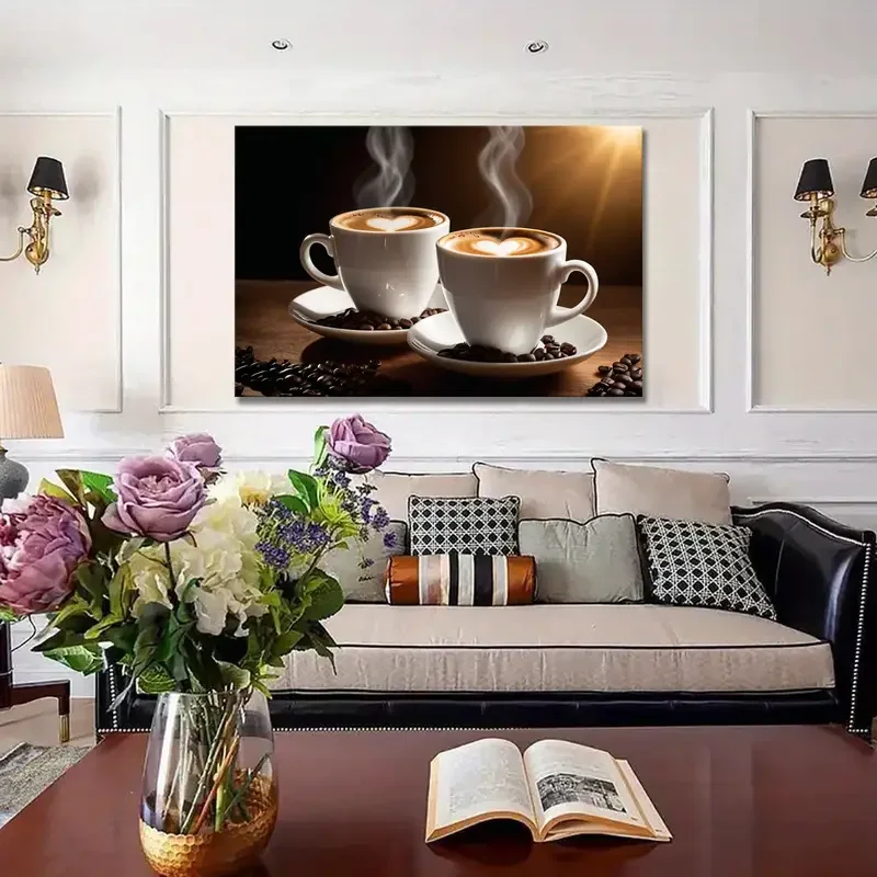 Coffee Lover Canvas Poster, Cup of Coffee Wall Painting Gift, Home Living Room Office Cafe Wall Decor, Perfect Gift,No Frame