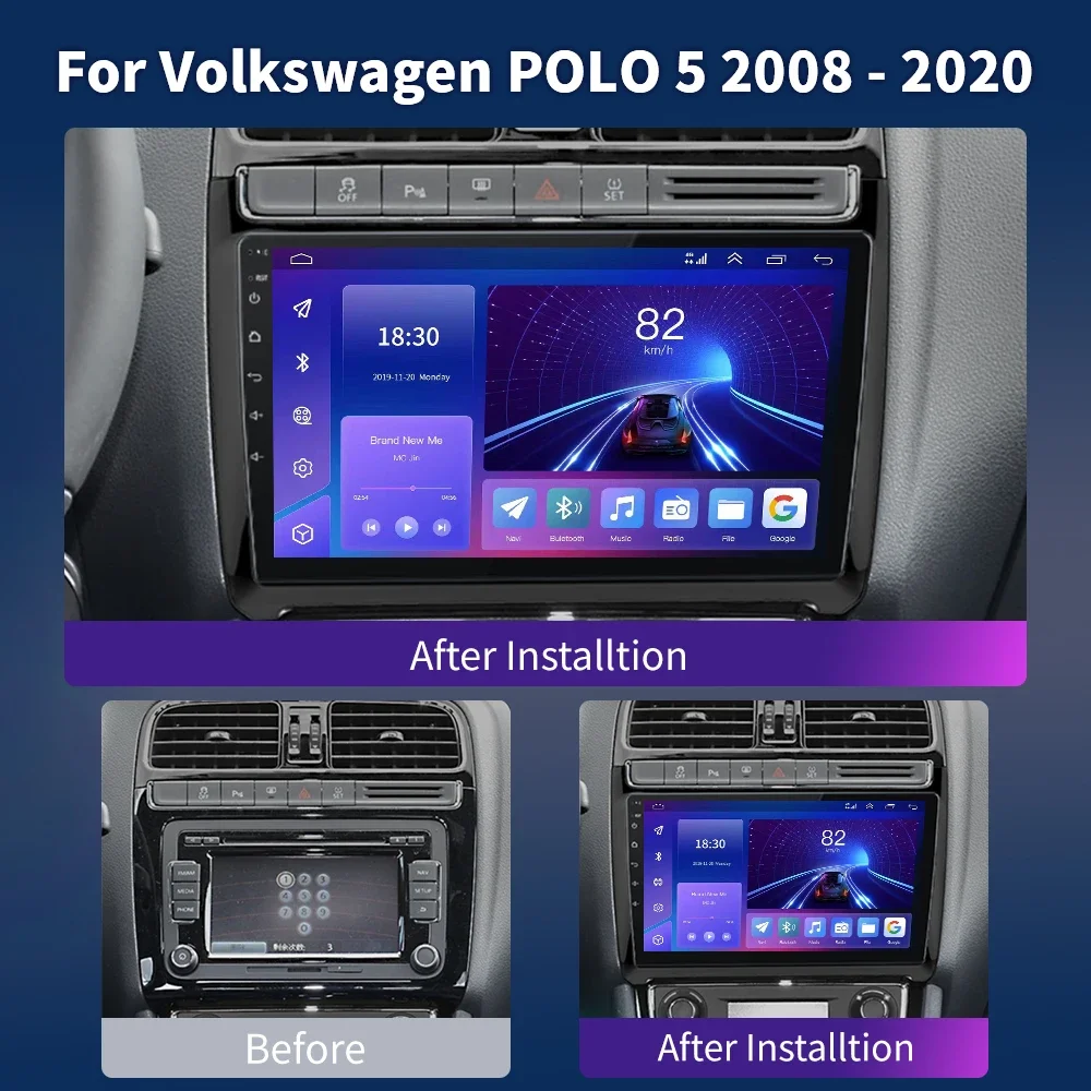 For Volkswagen VW Polo 5 2008-2020 Multimedia Car GPS 4G 2din sedan 2008-2020 4G Car Multimedia GPS 2din Wireless CarPlay