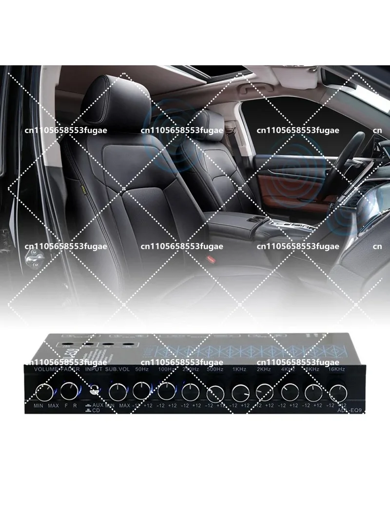 

9 Band High Performance Equalizer 12V DC Metal Car Boat RV with CD AUX Input DSP Chip Output