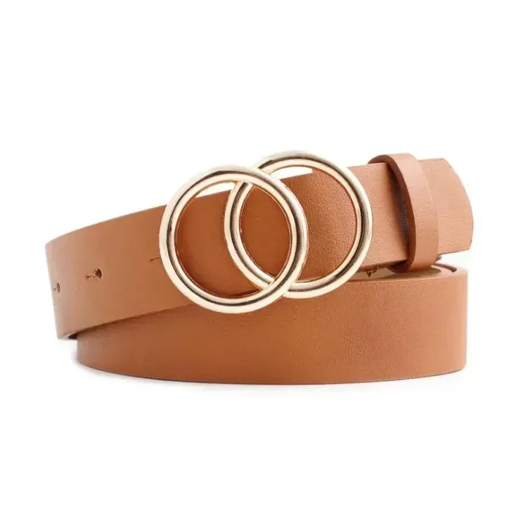 Silber Gold Doppelring Gürtel für Jeans Frauen Mädchen Mode Taillengürtel PU Metallschnalle Gürtel Freizeitkleid Jeans Wilde Bund – Detail 20