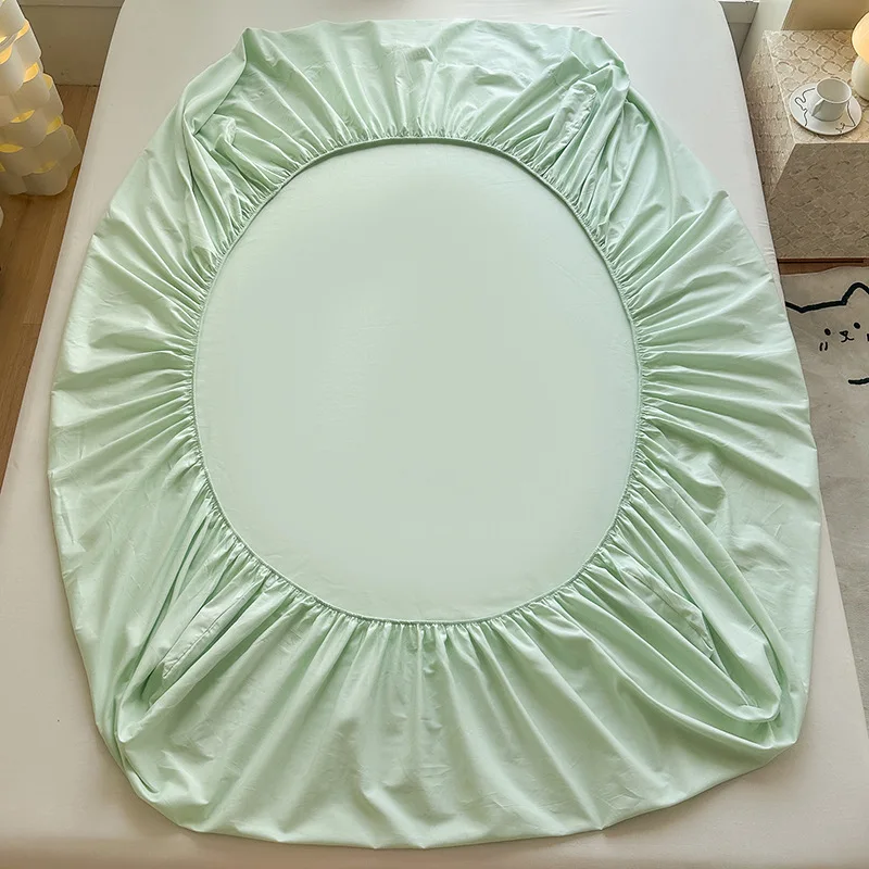 Fitted Sheet Single Piece Thickened A-Class 60S Washed Cotton Pure Color Baby Bed Cover Summer