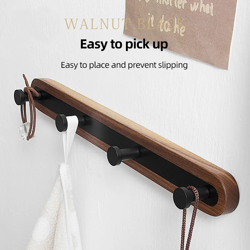 Wood Robe Hooks Wall Mounted Clothes Coat Hanger Space Aluminum Bathroom Towel Holder Home Storage Organization WB8143