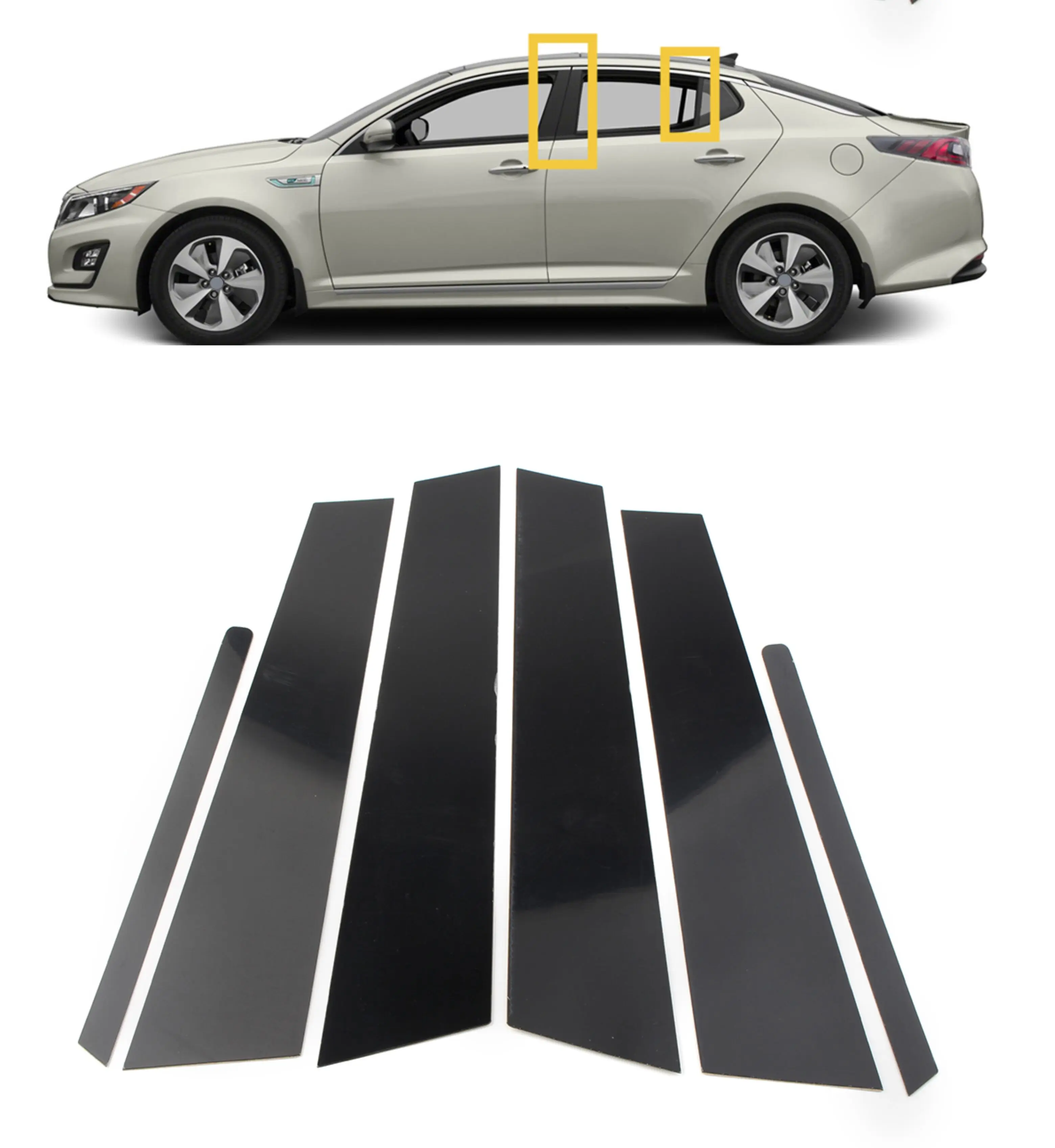 For KIA Optima 6Pcs Car Door Window Pillar Posts Trim Covers Sticker 2011 2012 2013 2014 2015