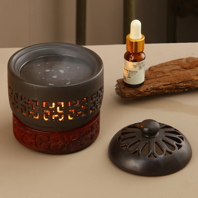 220V Electronic Incense Burner Electronic Aromatherapy Stove Timing Adjustable Temperature Essential Oil Lamp