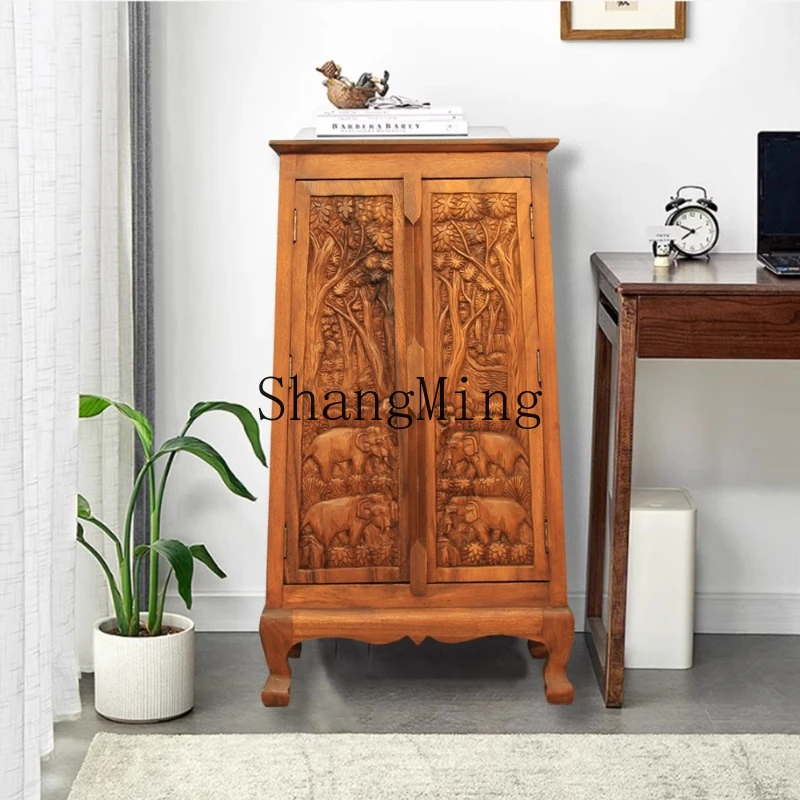 

FG entrance solid wood vintage foyer cabinet creative furniture storage cabinet lean on the sofa side cabinet