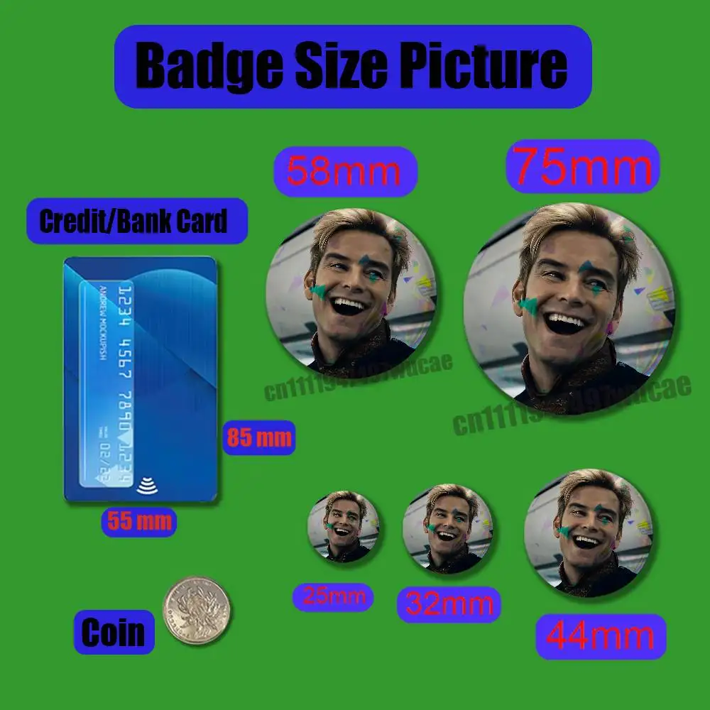 For Soldier Boy Homelander Badge Cover DIY Pin Insignia Emblem Round Gift Cosplay Laser Film Case